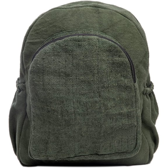 Mini Hemp Backpack Bag - Eco Friendly Durable Green by Freakmandu ( Green )