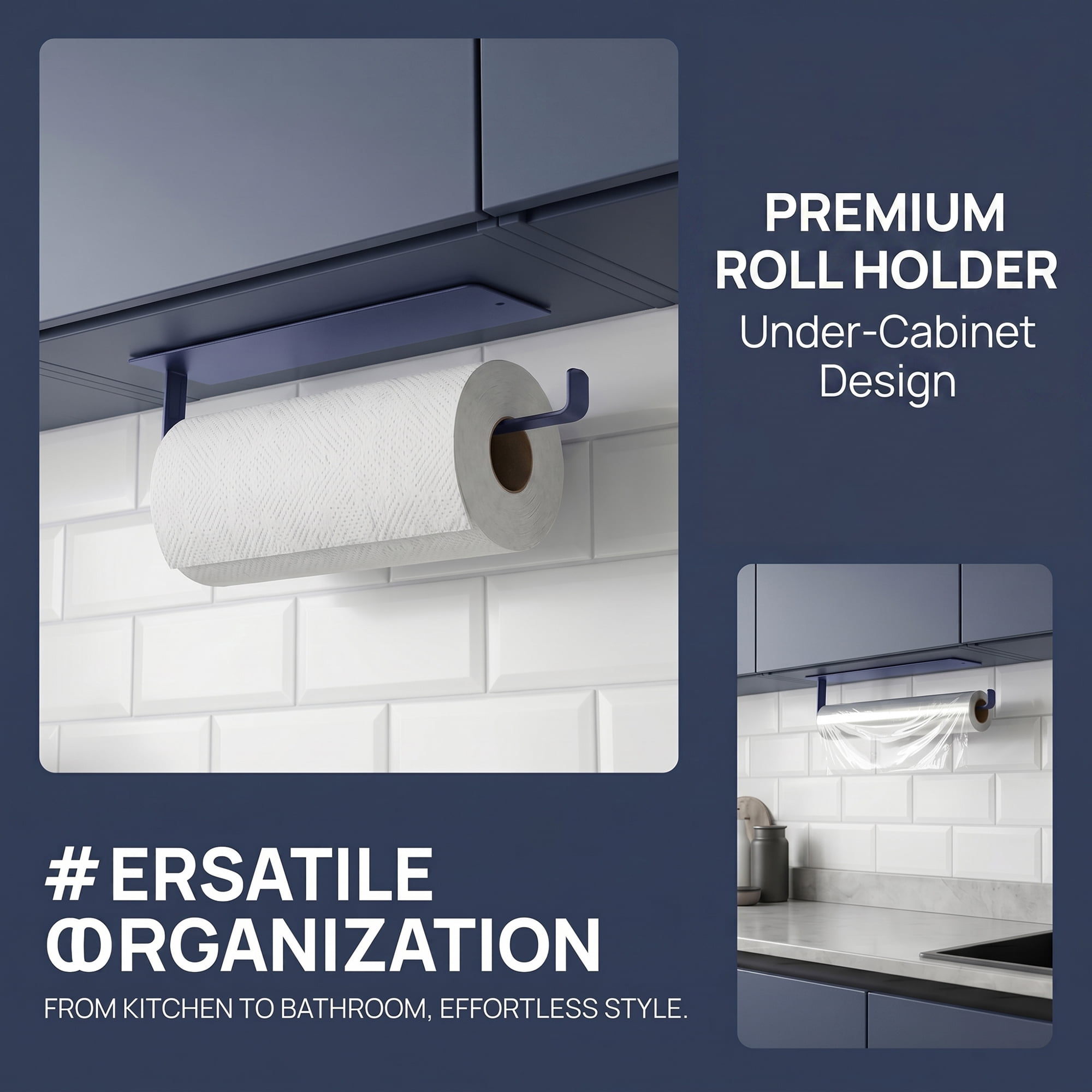 Unique Bargains Wall Mount Paper Towel Holder Stainless Steel Black Round 10.8x2.4inch