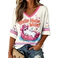 thumbnail image 2 of Halloween Shirts for Women Cute Ghost Graphic Tee Oversized 3/4 Sleeve V Neck T-Shirt Funny Pumpkin Print Spooky Fall Top, 2 of 5