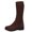 Brown Boots, variant on Round Toe Cable Knit Panel Wedge Mid Calf Boots Women Mixed Material Warm Boots for Fall Brown 36
