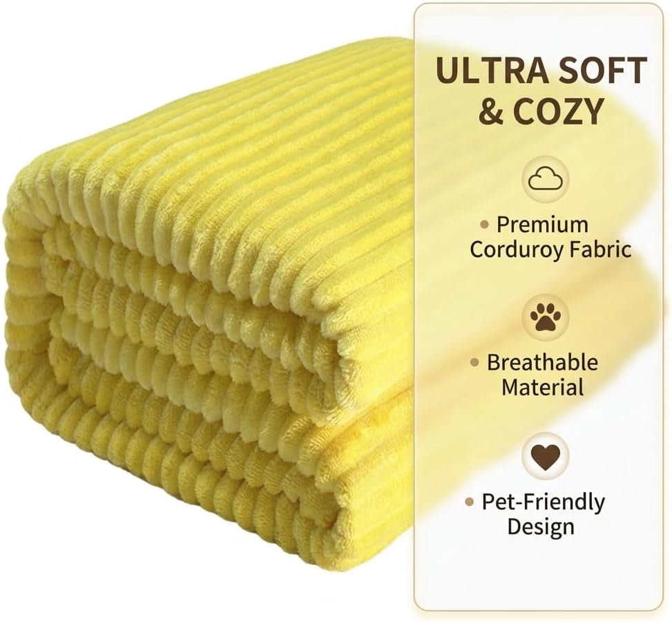 Yellow Dog Blanket, Emotional Support & Security Blanket, Soft & Warm Pet Blanket, Rabbit Fleece Polyester, Cozy & Calming for Dogs & Cats, Indoor & Outdoor Use (Yellow, 27.55 * 39.37in)
