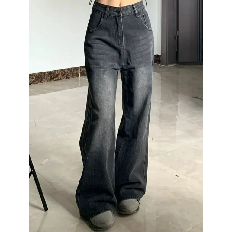 Vintage Black Jeans Women High Waist Grunge Y2k 90s Vintage Black Jeans Women High Waist Grunge Y2k 90s