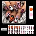 thumbnail image 3 of 24Pcs Halloween Press on Nails Medium Coffin, Acrylic Nail Kit Fake Nails Press on Pumpkin Ghost Spiderweb Castle Nail Tips Glue on Nails Full Cover False Nails Stick on Nails for Women, 3 of 6