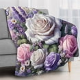 thumbnail image 3 of Cozy Floral & Butterfly Print Flannel Throw Blanket Soft Warm and Skin-Friendly Machine Washable for Couch Bed Car Camping Office Decor All-Season Versatile Gift, 3 of 7