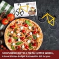 thumbnail image 3 of Rueda cortadora de pizza para bicicleta - Regalos divertidos de inauguración de la casa para hombres - Cortador de pizza para bicicleta - Regalos geniales de cocina - Cortador de pizza de acero inoxid Feliz Sencillez, 3 of 4