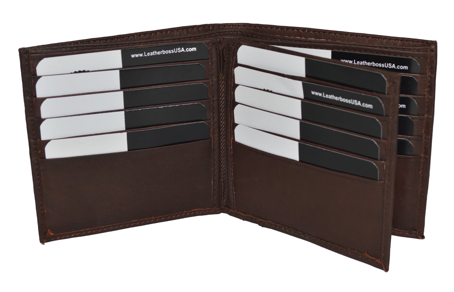 Men's Bifold Leather Hipster wallet with middle flap 16 credit card