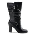 thumbnail image 2 of MADDEN GIRL Womens Black Buckle Accent Almond Toe Block Heel Zip-Up Dress Boots 5, 2 of 4
