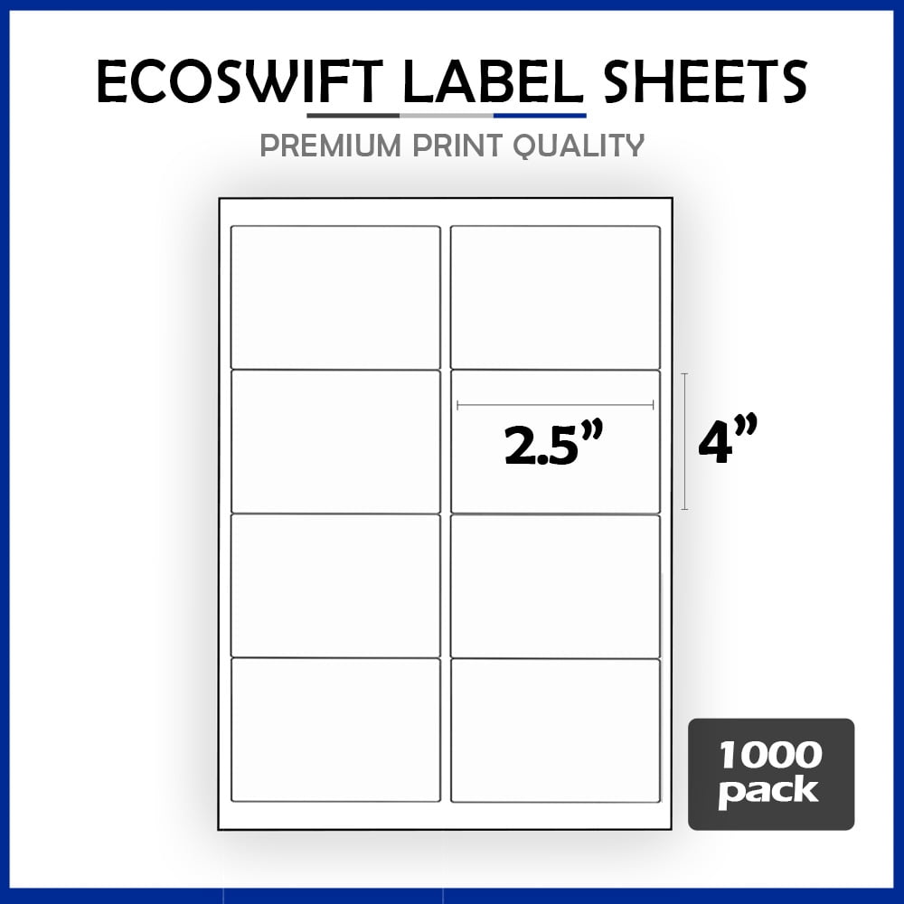 (8000) 4 x 2.5 EcoSwift Laser/Ink Address Shipping Adhesive Labels 8 per sheet