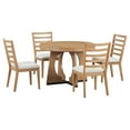 thumbnail image 6 of EUROCO 5 Piece Dining Table Set for 4,Extendable Dining Table with 4 Chairs and 16" Removable Middle Leaf, 58" Retro Kitchen Table Set for Kitchen Dining Room,Perfect for Small Space, Natural, 6 of 8