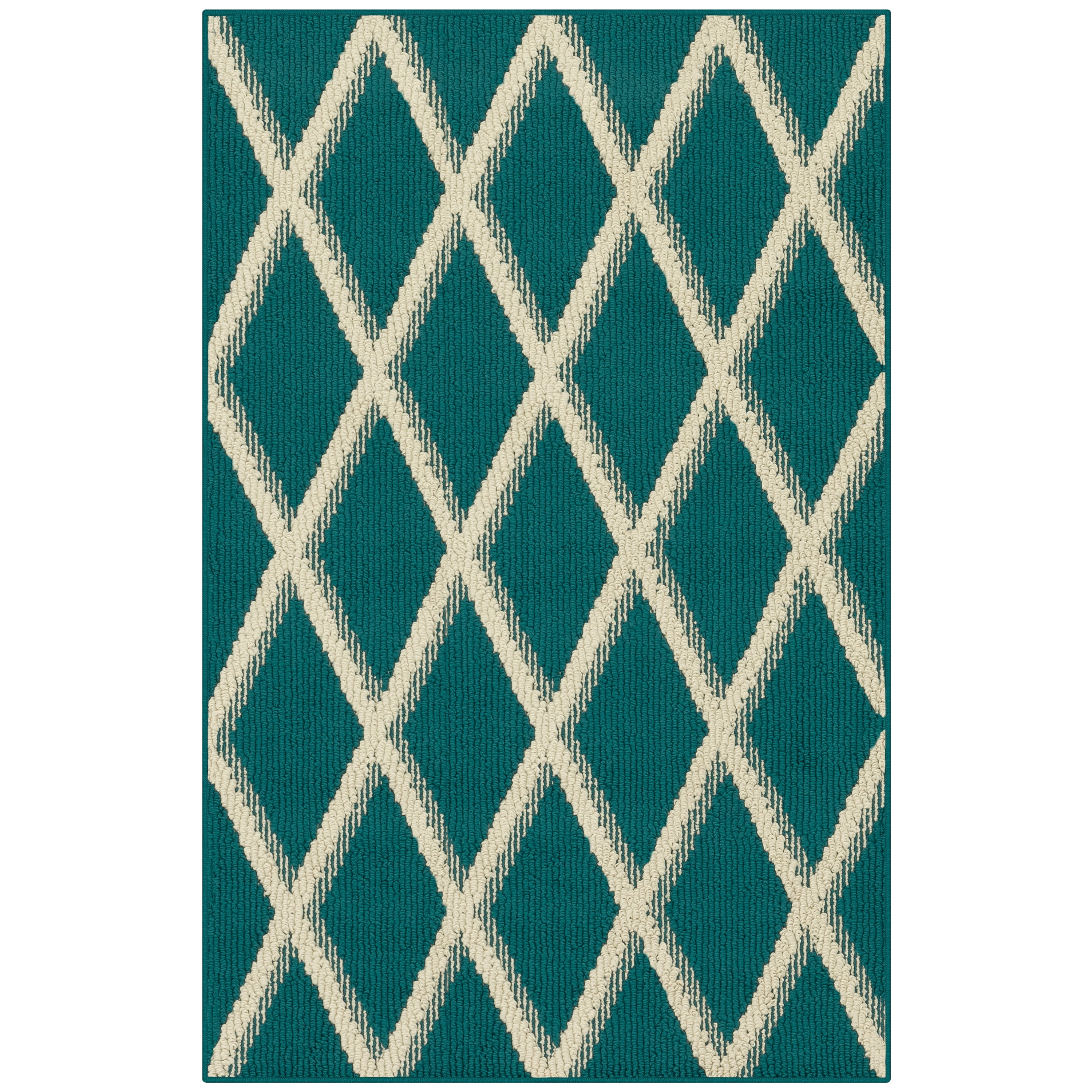 Mainstays Sheridan Diamond Transitional Accent Rug, Teal, 2'6"x3'10"