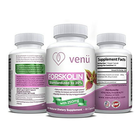 Venu Beauty All-Natural Forskolin - 60 Veggie Capsules with Pure Forskolin Extract -Dietary Supplement for Fast Weight Loss, Boosted Metabolism & Healthy Blood