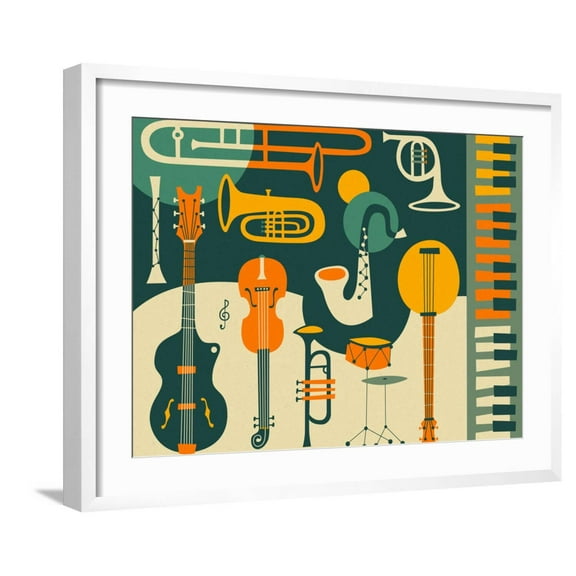 Art.com Just Jazz Art Print by Jazzberry Blue, White Frame Wall Art, 29" x 23"