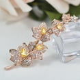 thumbnail image 3 of Women's Rose Gold Plated Yellow And Clear Cubic Zirconia Wedding Bridal Flower Leaf Brooch, 3 of 5
