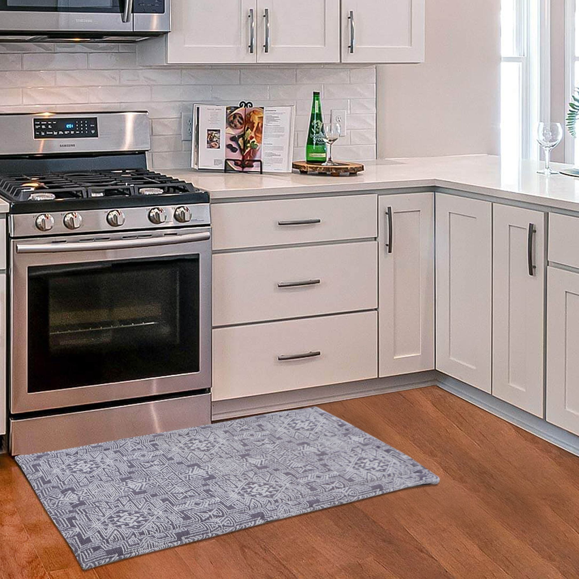 Rugsmith Gray Machine Woven Pueblito Anti-Fatigue Kitchen Mat, 20" x 36"