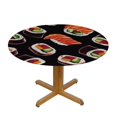 thumbnail image 3 of cbxzyzzc Sushi Japanese Food Round Fitted Table Cloth with Elastic Edge Waterproof Vinyl Tablecloths Wipeable Circle Table Cover for  Round Table Indoor Outdoor Use, 3 of 7