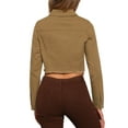 thumbnail image 4 of INSPIRE CHIC Women's Jean Jacket Frayed Button Up Washed Cropped Denim Jacket Dark Brown L, 4 of 7