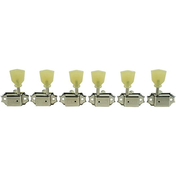 Kluson Kluson Tuners (Deluxe Series) w/ Keystone "Tulip" Buttons (L3 R3) Single-Line - Fits Gibson® (Nickel)