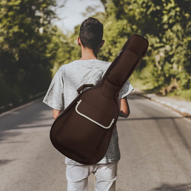 OUNONA 1Pc Portable Acoustic Guitar Bag with Double Shoulder Straps and Thickened Padding Coffee