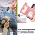 thumbnail image 2 of S23+ Plus Case,Card Holder Wallet for Galaxy S23 Plus Case,Ring Holder Stand,RFID-Blocking,Wrist Strap,Camera Protector,Leather Protective Magnetic Flip Cover for Samsung S23 Plus Case (Pink), 2 of 14