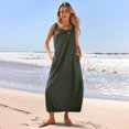 thumbnail image 6 of Sakmal Spring Dresses for Women 2025 Sundress Green Maxi Dress Sleeveless Solid Dresses with Pockets, 6 of 9