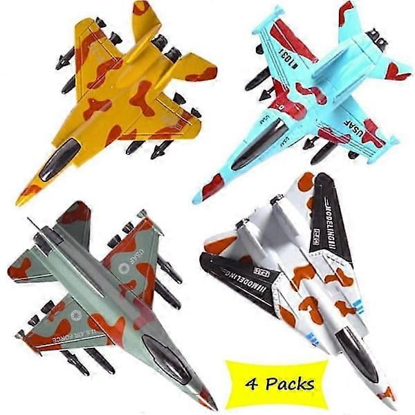 Airplane Toy Set Die Cast Metal Military Aircraft for Kids Boy Pullback Plane Model Pack of 4