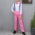 thumbnail image 4 of AHTJRT Boys Clothes Suit Formal Long Sleeve Dress Shirt with Bowtie and Suspender Pants Gentlemen Wedding Prom Party Outfits Pink 3-4 Years, 4 of 4