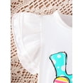 thumbnail image 6 of Bagilaanoe 3Pcs Baby Girl Easter Clothing Sets Toddler Letters Print Fly Sleeve T-shirt Tops + Flare Trousers + Headband 6M 12M 18M 24M 3T 4T Kids Spring Pants Set, 6 of 8