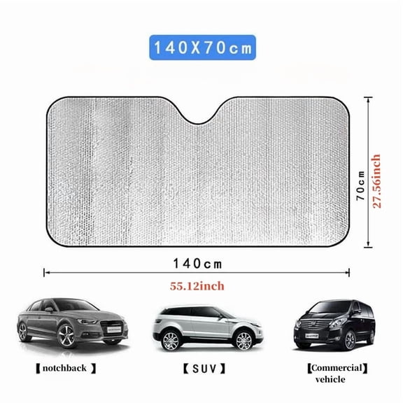 Accordion Windshield Shade, Foldable Automotive UV Protection Visor, Keeps Vehicle Cool 58"x 28"