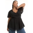 thumbnail image 3 of June + Vie Women's Plus Size Faux Wrap Fit-And-Flare Top, 3 of 5