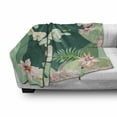 thumbnail image 2 of Orchids Soft Flannel Fleece Throw Blanket, Print of Tropical Bouquets Botanical Flourish Essence of Jungle, Cozy Plush for Indoor and Outdoor Use, 60" x 80", Mint Green and Forest Green, by Ambesonne, 2 of 5