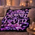 thumbnail image 6 of Crowned Loved Crown Jeweled Lettering Royalty Princess Glam, Festive Holiday Scene, Warm Flannel Blanket for Living Room and Reading Nook, Art Lovers Friendship Gift, Festive Home Decor, 6 of 9