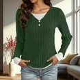 thumbnail image 3 of FNFHFY Plus Size Long Sleeve Shirts for Women Fake Two Piece Henley Shirt Dressy Casual Ribbed Spring Blouse Y2k Going Out Tops, 3 of 7