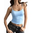 thumbnail image 3 of Women'S Polka Dot Print Sleeveless Form Fitting Casual Tank Top Light Blue Dots XS, 3 of 9