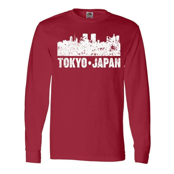 Inktastic Tokyo Japan City Skyline with Grunge Long Sleeve T-Shirt