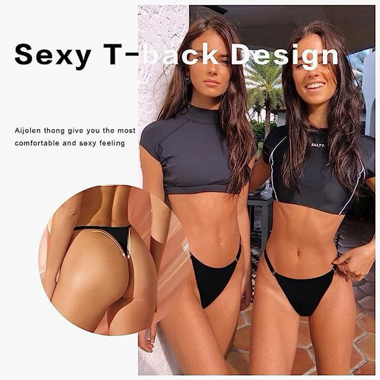 LEVAO Women Cotton Thongs Sexy Underwear G-String Panties Rhinestone T-Back  Tangas Low Rise Bikini 3 Pack S-XL 