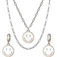 thumbnail image 1 of S Face Necklace And Earrings Set, 14k Layer Clip Chain Preppy Jewelry For Daughter M, 1 of 5
