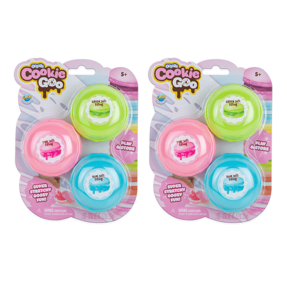 ORB Gooze Cookie Goo 2 Pack - 3 Macaron Cookie Shaped Containers in Each Pack with Sensory Slimi Jelli Slime Filling to Stretch, Squish and Squeeze For Kids and Adults - Fun and Exciting Gifts