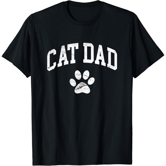 Cat Dad - Vintage Distressed Design - Funny Cat Paw Vintage Gifts Father's Day T-shirt
