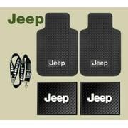 Jeep Logo Car Truck SUV Front & Rear Seat Rubber Floor Mats 4PC SET & Jeep Lanyard Kechain Holder