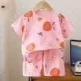 thumbnail image 3 of Traje de manga corta de algodón puro para niños, ropa fina de verano para bebés, conjunto de ropa para niñas, ropa para niños de calidad seleccionada, 3 of 5