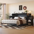 thumbnail image 2 of Newest Storage Queen Size Murphy Bed with Drawers and Shelves, Modern Space-Saving Wall Bed Cabinet,Dark Gray, 2 of 18