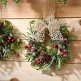thumbnail image 3 of Dalrosia Mini Christmas Cabinet Wreaths Artificial Small Kitchen Wreath 9 Inch Mini Faux Garland with Burlap Ribbon for Vintage Farmhouse Rustic Retro Front Door Porch Indoor Outdoor Decor, 3 of 7