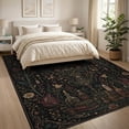 thumbnail image 3 of ODIKA 8'x10' Washable Area Rug Dark Floral Moonlit Garden Design Intricate Celestial and Botanical Motifs for Dining Room, Large Office, Lounge, Non-Slip Chair-Friendly Mat, 3 of 7