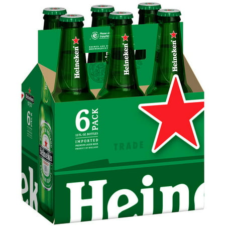 Heineken Lager, 6 pack, 12 fl oz bottles - Walmart.com