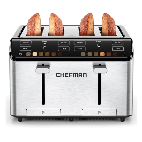 Chefman - Smart Touch Tostador 4 rebanadas digital, 6 definiciones de tonalidad.