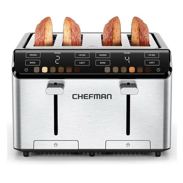 Chefman - Smart Touch Tostador 4 rebanadas digital, 6 definiciones de tonalidad.