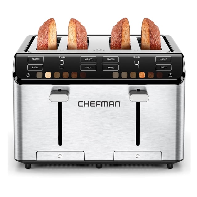 Chefman - Smart Touch Tostador 4 rebanadas digital, 6 definiciones de tonalidad.