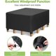 thumbnail image 4 of Funda para muebles de jardín, cubierta de lona impermeable 420D para mesa/muebles, impermeable, anti-UV, polvo, envejecimiento, desgarro, con cordón, cerradura (48*48*29 pulgadas), 4 of 5