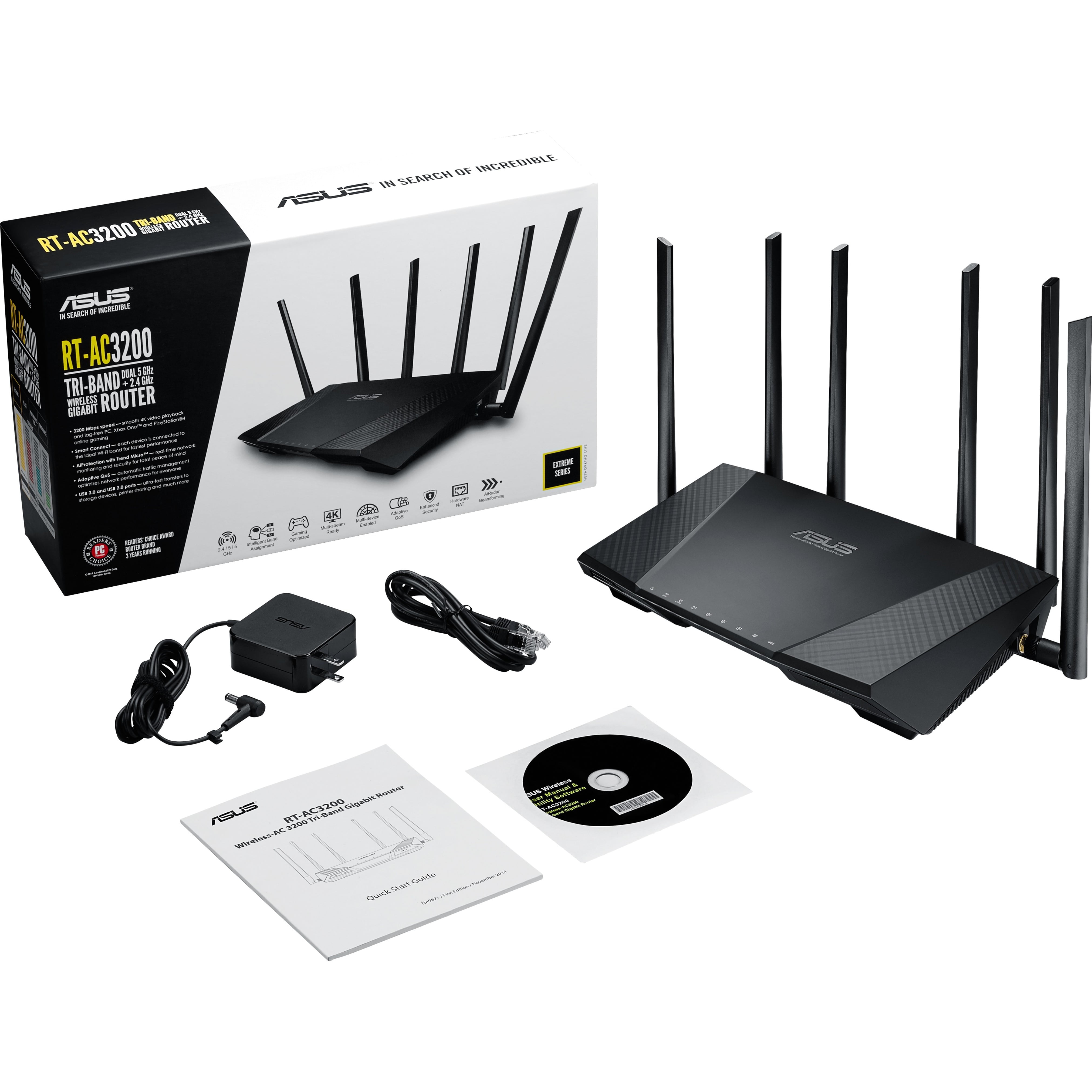 delicacy Patience combination Asus RT-AC3200 Wi-Fi 5 IEEE 802.11ac Ethernet Wireless Router - Walmart.com
