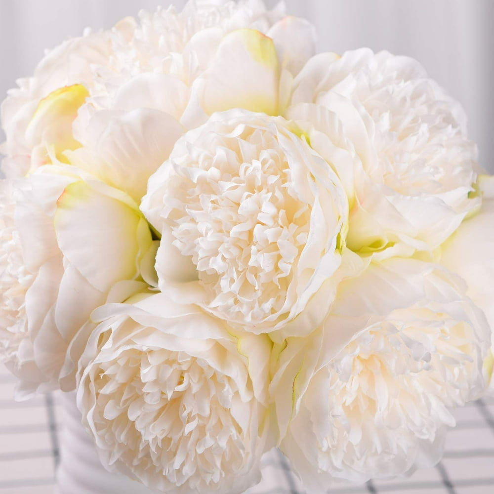 Vintage Peony Artificial Flowers 2 Pack Silk Flowers Bouquet 10 Heads Peony Fake Flowers for